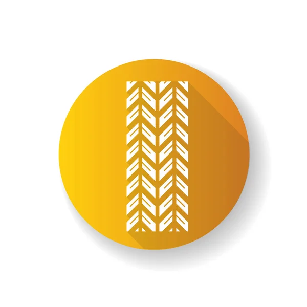 Marcas de faixa desenho plano amarelo ícone longo glifo sombra. Pormenores — Vetor de Stock