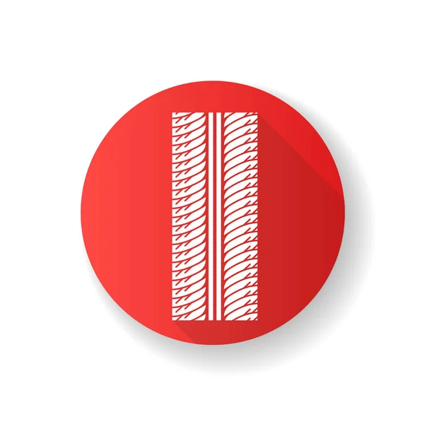 Däcktryck röd platt design lång skugga glyf ikon. Detaljerad auto — Stock vektor