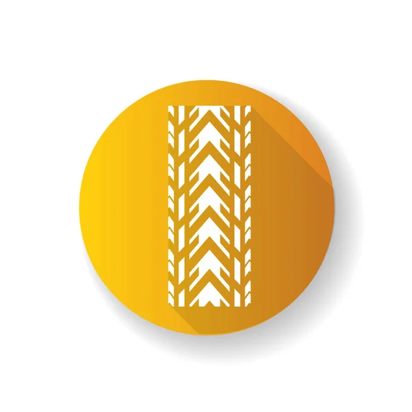 Trilha de banda amarela design plano ícone longo glifo sombra. Pormenores — Vetor de Stock