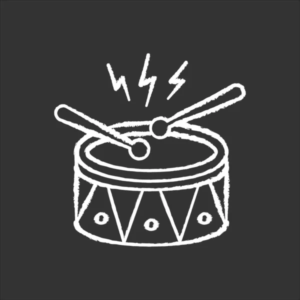 Барабан с барабанными палочками белая иконка на черном фоне. Музыка — стоковый вектор