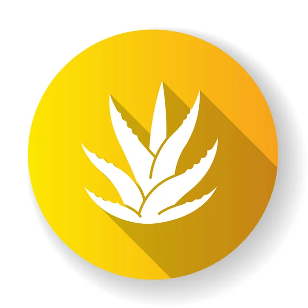 Sukulentní žlutá plochý design dlouhý stínový symbol ikony. Aloe vera s — Stockový vektor