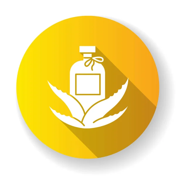 Loción orgánica de diseño plano amarillo icono largo glifo sombra. Natura — Vector de stock