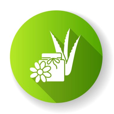 Vejetaryen ağda yeşil düz tasarım uzun gölge sembolü. Krema ile f