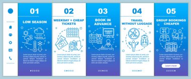 Budget tourism onboarding vector template. Low season travel, ea