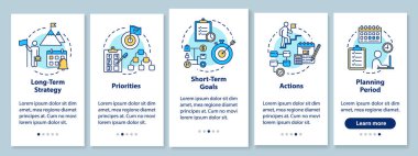 Building goals onboarding mobile app page screen with concepts. 