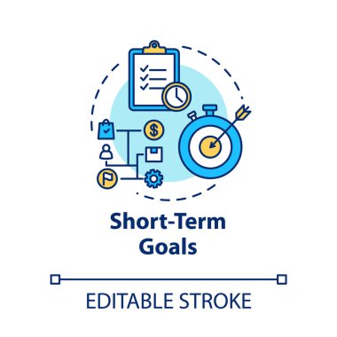 Short-term goals concept icon. Making progress. Project check. T