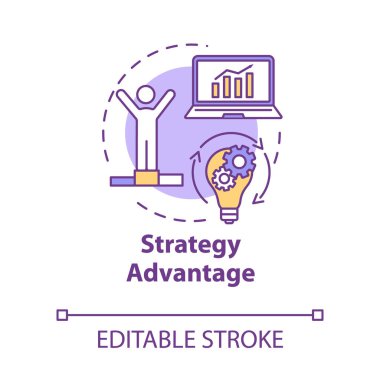 Strateji avantajı konsept ikonu. Bina hedefleri. Rekabetçi otobüs