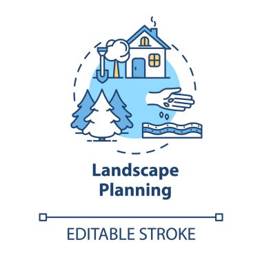 Peyzaj planlama konsepti simgesi. Tarım ve mimarlık. R