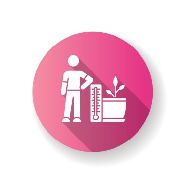 Planting temperature range pink flat design long shadow glyph ic