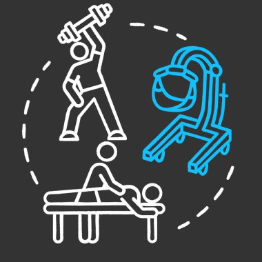 Physical therapy chalk RGB color concept icon. Workout in gym. M