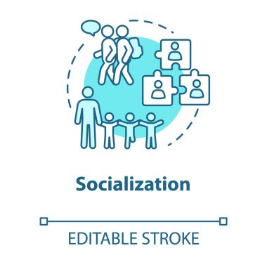Sosyalleşme konsepti simgesi. Okul grubunda çeşitlilik. Ayrıntılı
