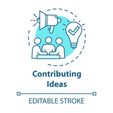 Contributing ideas concept icon. Business meeting briefing. Coop