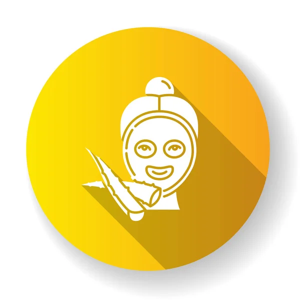 Face arkusza maska żółty płaski wzór długi cień glif ikona. Samica — Wektor stockowy