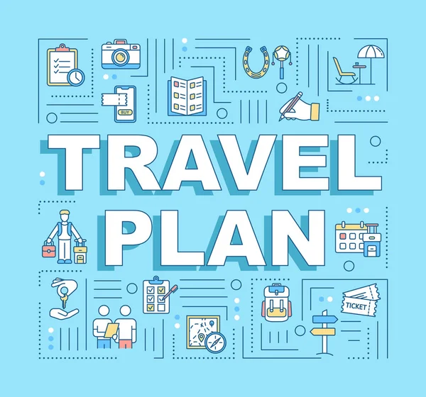 Plan de viaje palabra conceptos banner. Viaje presupuestario. Ahorro de dinero. Fre — Archivo Imágenes Vectoriales