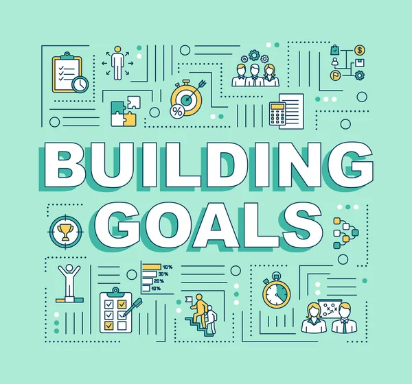 Building goals and objectives word concepts banner. Strategic bu — 스톡 벡터