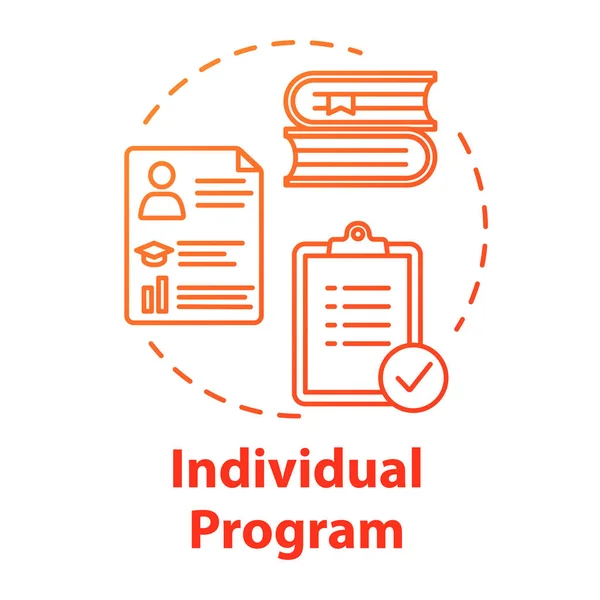 Individual program concept icon. Academic studying. Lists and bo