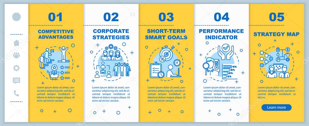 Corporate strategy onboarding vector template. Smart goals. Buil