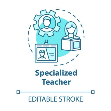 Specialized teacher concept icon. Tutor assistance. Tuition and 