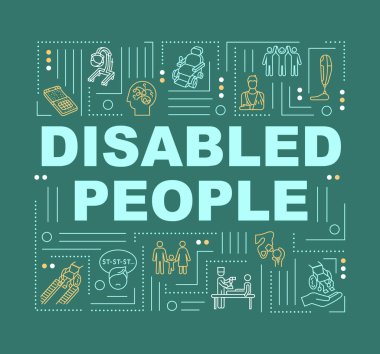 Disabled people word concepts banner. Assistance for handicapped