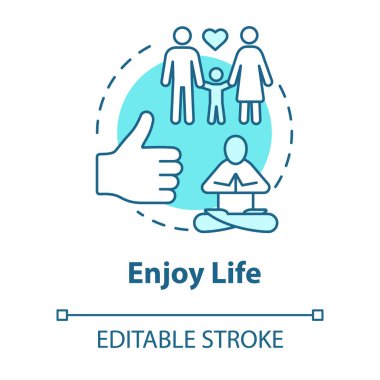 Hayat konsepti ikonunun tadını çıkar. İyi durumda kal. Mutlu bir varlık. Ab