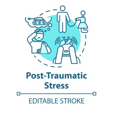 Travma sonrası stres konsepti ikonu. Travma sonrası stres bozukluğu. Korkunç anılar. M