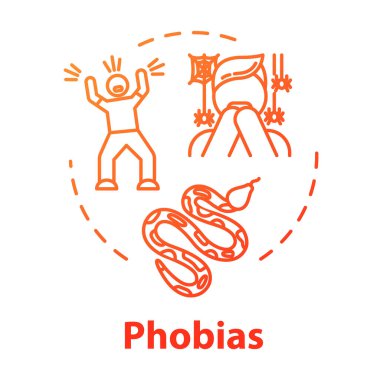 Fobi konsepti ikonu. Mantıksız korku tepkisi. Araknofobi, h