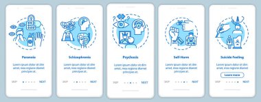 Mobil uygulama sayfasında kavramları olan zihinsel bozukluklar