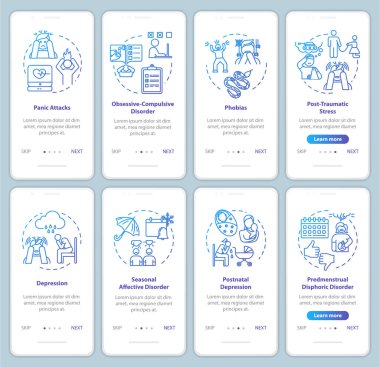 Mobil uygulama sayfasında kavramları olan zihinsel bozukluklar