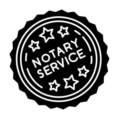 Notary services stamp mark black glyph icon. Apostille and legal