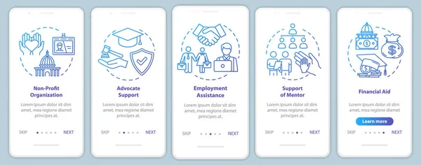 Sociedade inclusiva onboarding tela da página do aplicativo móvel com conceito —  Vetores de Stock