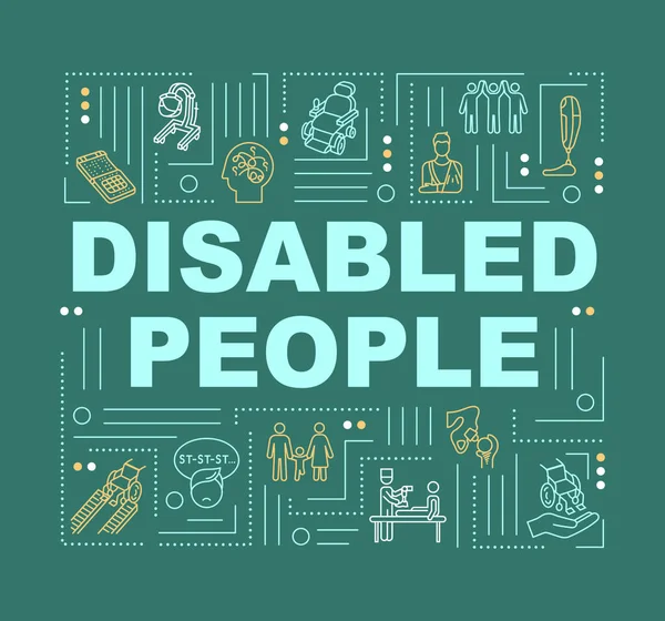 Behinderte Menschen Wortbegriffe Banner. Hilfe für Behinderte — Stockvektor