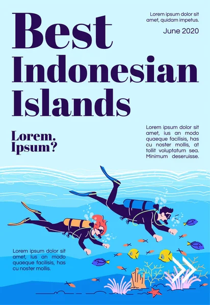 Meilleur modèle de couverture de magazine des îles indonésiennes. Plongée sous marine. I — Image vectorielle