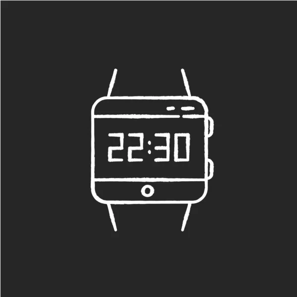 Muñeca smartwatch tiza icono blanco sobre fondo negro. Inteligente wat — Vector de stock