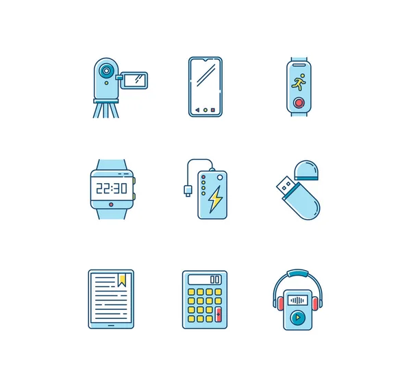 Set di icone a colori RGB per dispositivi mobili. gadget elettronici tascabili. S — Vettoriale Stock
