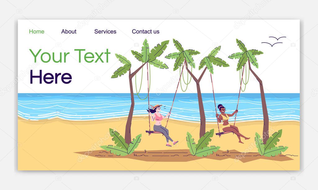 Swing resort landing page vector template. Indonesia tourism. Tw