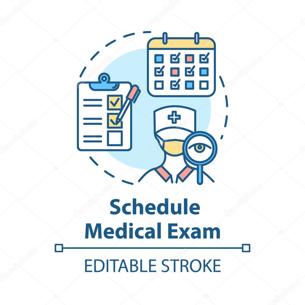 Schedule medical exam concept icon. Clinical checkup. Doctor vis