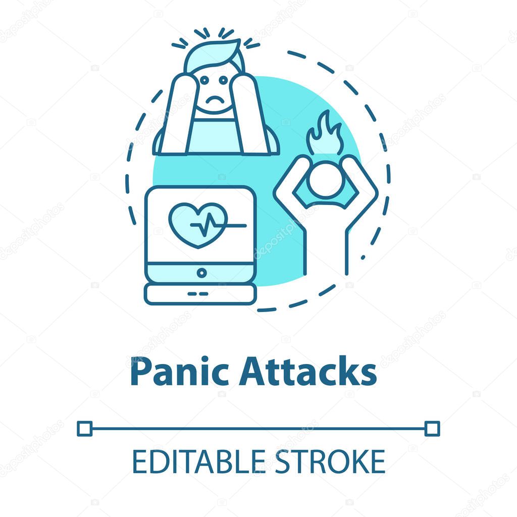 Panic attacks concept icon. Feeling of fear, phobia. Stress symp