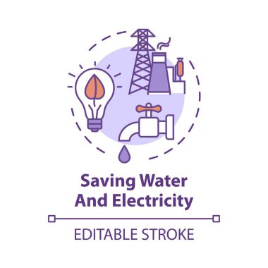 Saving water and electricity concept icon. Responsible resource  clipart