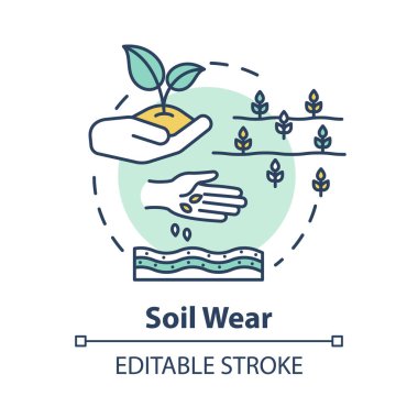 Toprak giyme konsepti ikonu. Doğada endüstriyel hasar. Tarım