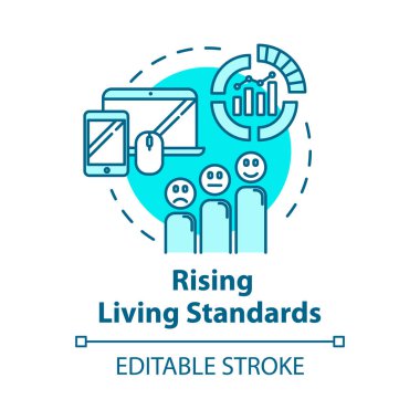 Yükselen yaşam standartları konsepti ikonu. Mal ve hizmet düzeyi