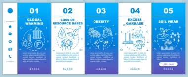 Overconsumption onboarding vector template. Global warming, soil