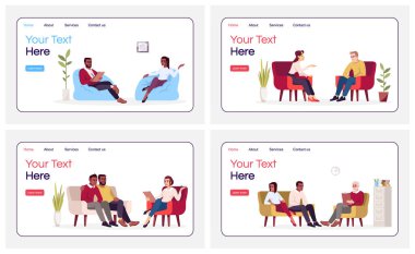Psychology consultation landing page vector template. Marital pr