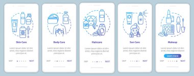 Skicare mobil uygulama sayfası ekranında konseptlerle birlikte. Güneş kremi