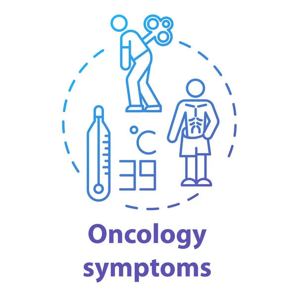 Síntomas oncológicos icono conceptual. Síndrome de cáncer. Fiebre, cansancio — Vector de stock