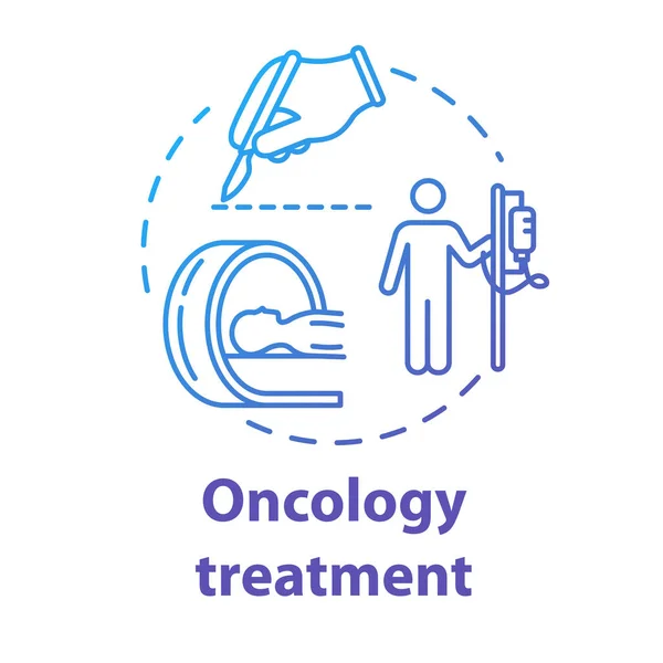 Icône du concept de traitement oncologique. Chimiothérapie, chirurgie et radi — Image vectorielle