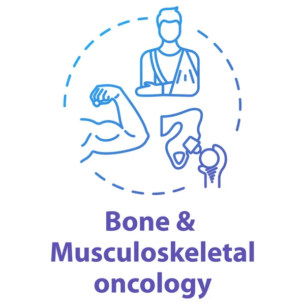 Иконка концепции онкологии костей и опорно-двигательного аппарата. Кость и мышцы — стоковый вектор