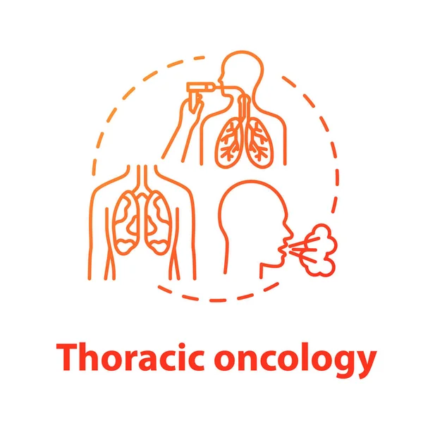 Icona del concetto di oncologia toracica. Malattie infiammatorie delle vie aeree polmonari — Vettoriale Stock