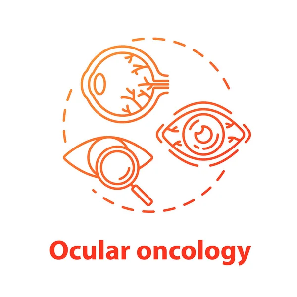 Icono del concepto de oncología ocular. Diagnóstico y tratamiento de la neoplasia ocular — Vector de stock