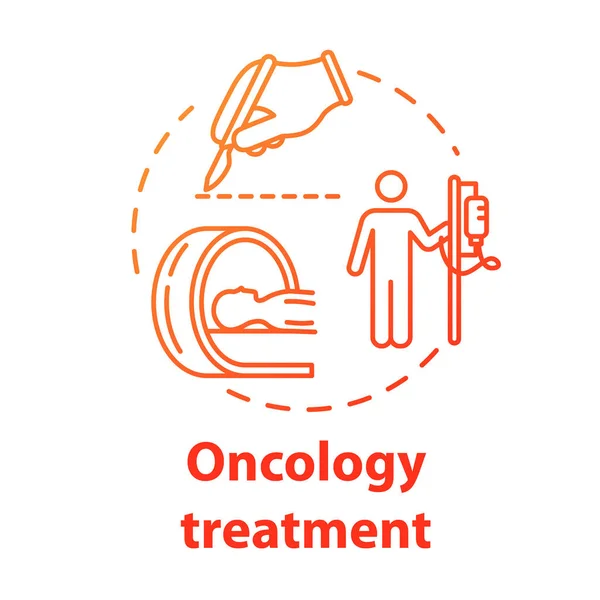 Icône du concept de traitement oncologique. Chimiothérapie, chirurgie et radi — Image vectorielle