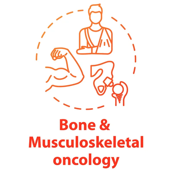 Ikona onkologii kości i układu mięśniowo-szkieletowego. Kość i mięśnie — Wektor stockowy